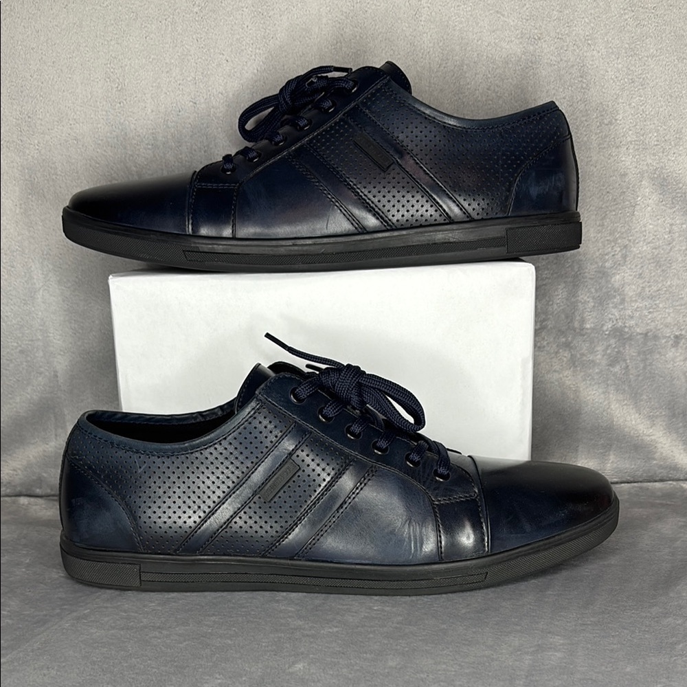 Kenneth Cole Leather Sneakers Navy Initial Step Size 11 Casual Dress